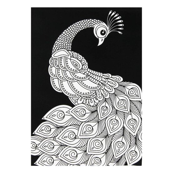 Peacock Colour-In Velvet Picture