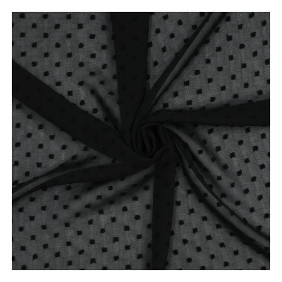 Black Spot Dobby Chiffon Fabric by the Metre