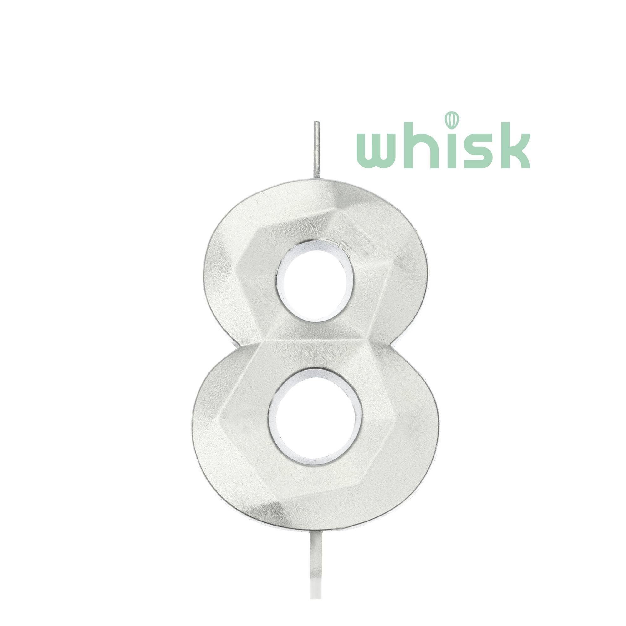Whisk Silver Faceted Number 8 Candle