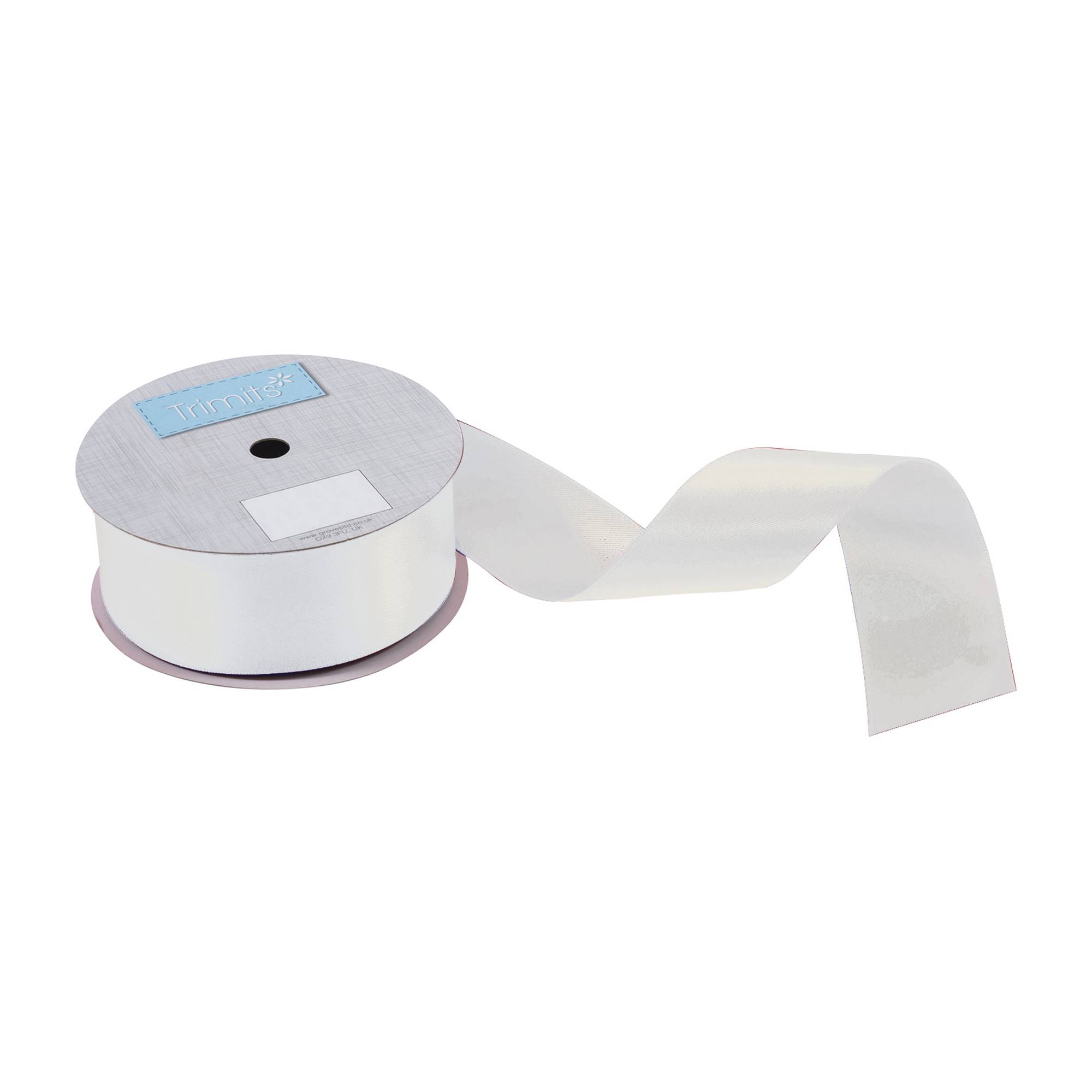 Trimits White Double-Faced Satin Ribbon by the Metre 36mm