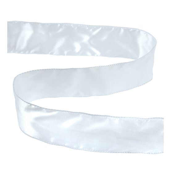 White Wire Edge Satin Ribbon 63mm x 3m