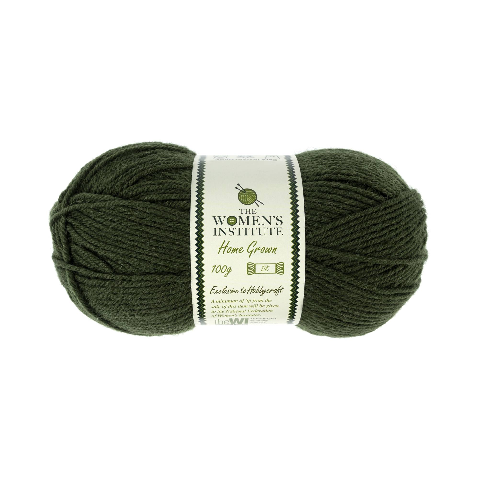 Women's Institute Dark Green Home Grown DK Yarn 100g