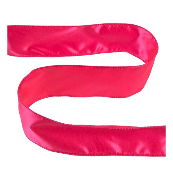 Hot Pink Wire Edge Satin Ribbon 63mm x 3m