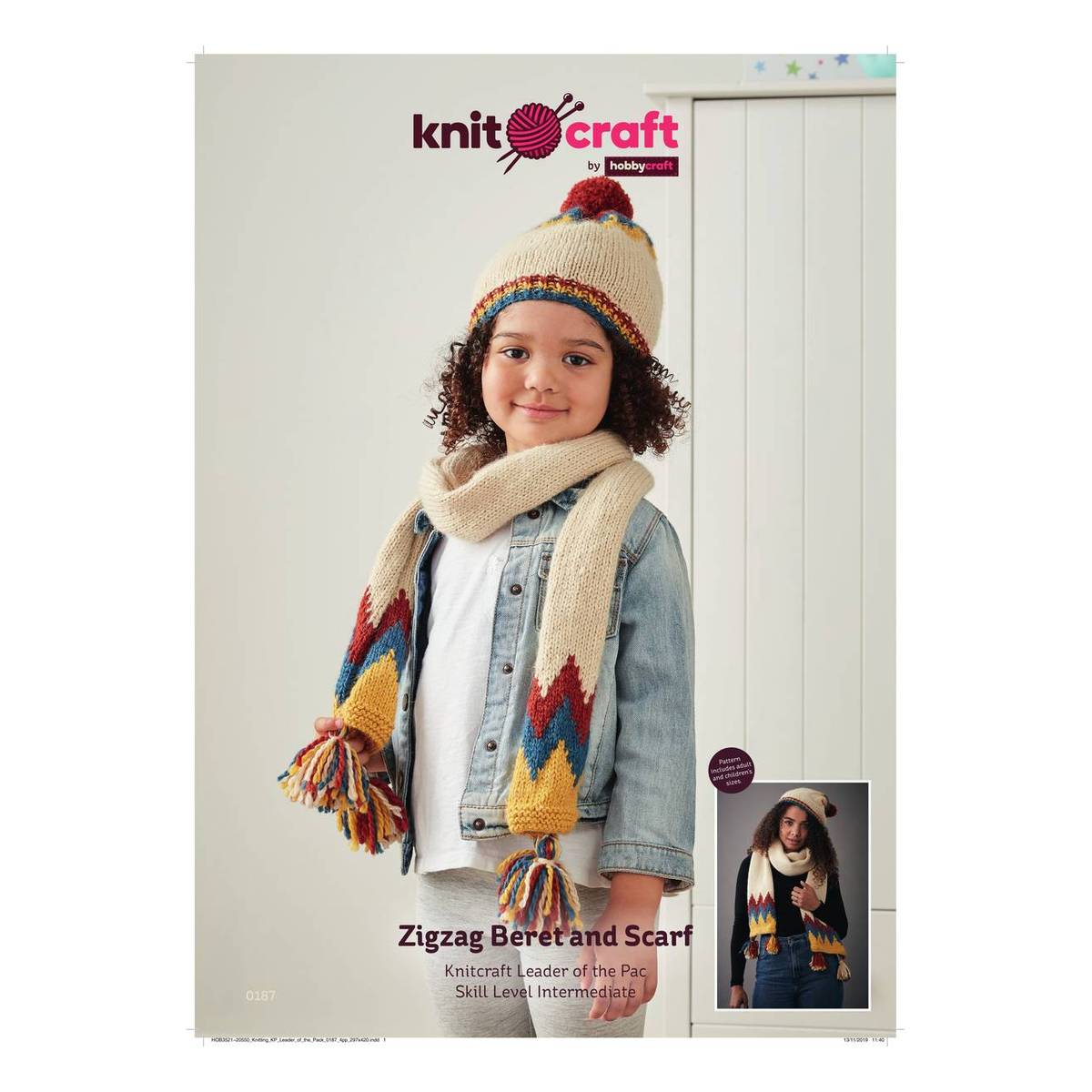 Knitcraft Zigzag Beret and Scarf Digital Pattern 0187