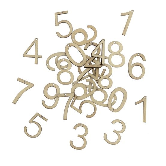 Natural Wooden Numbers 30 Pieces