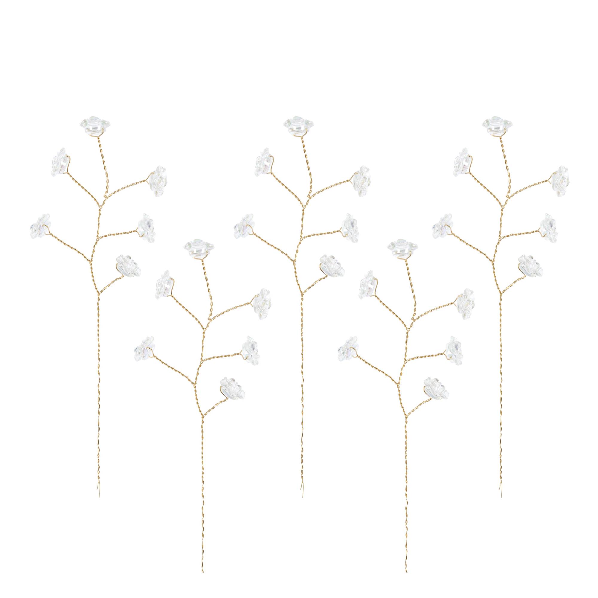 Iridescent Beaded Branch Wired Picks 5 Pieces