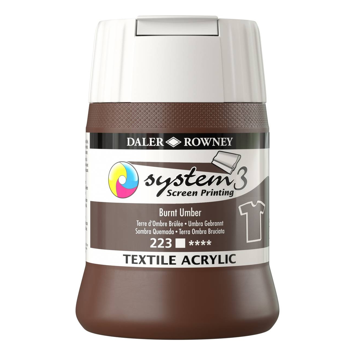 Daler-Rowney System3 Burnt Umber Textile Acrylic Ink 250ml