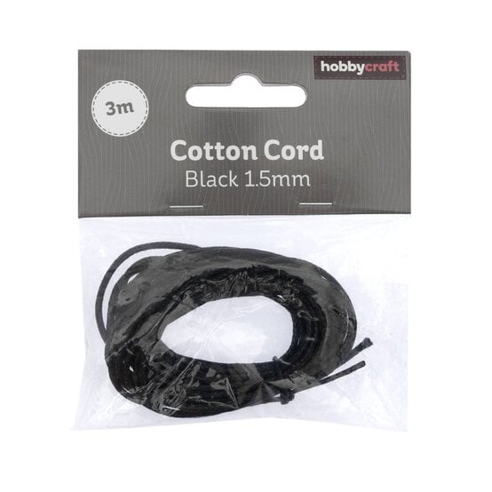 Black Cotton Cord 1.5mm x 3m