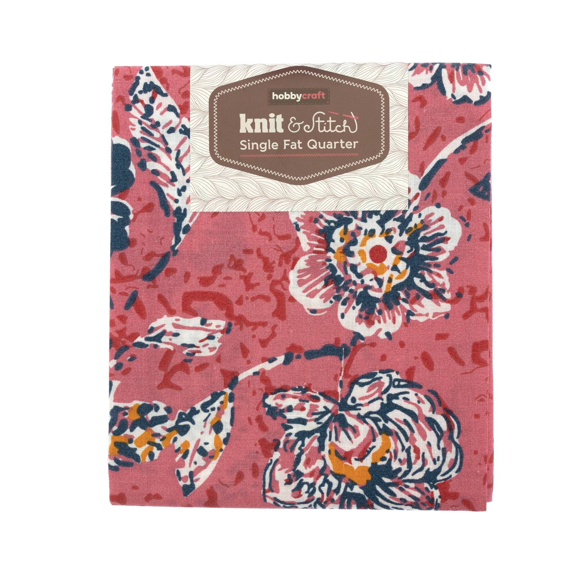 Pink Graphic Flower Single Cotton Fat Quarter