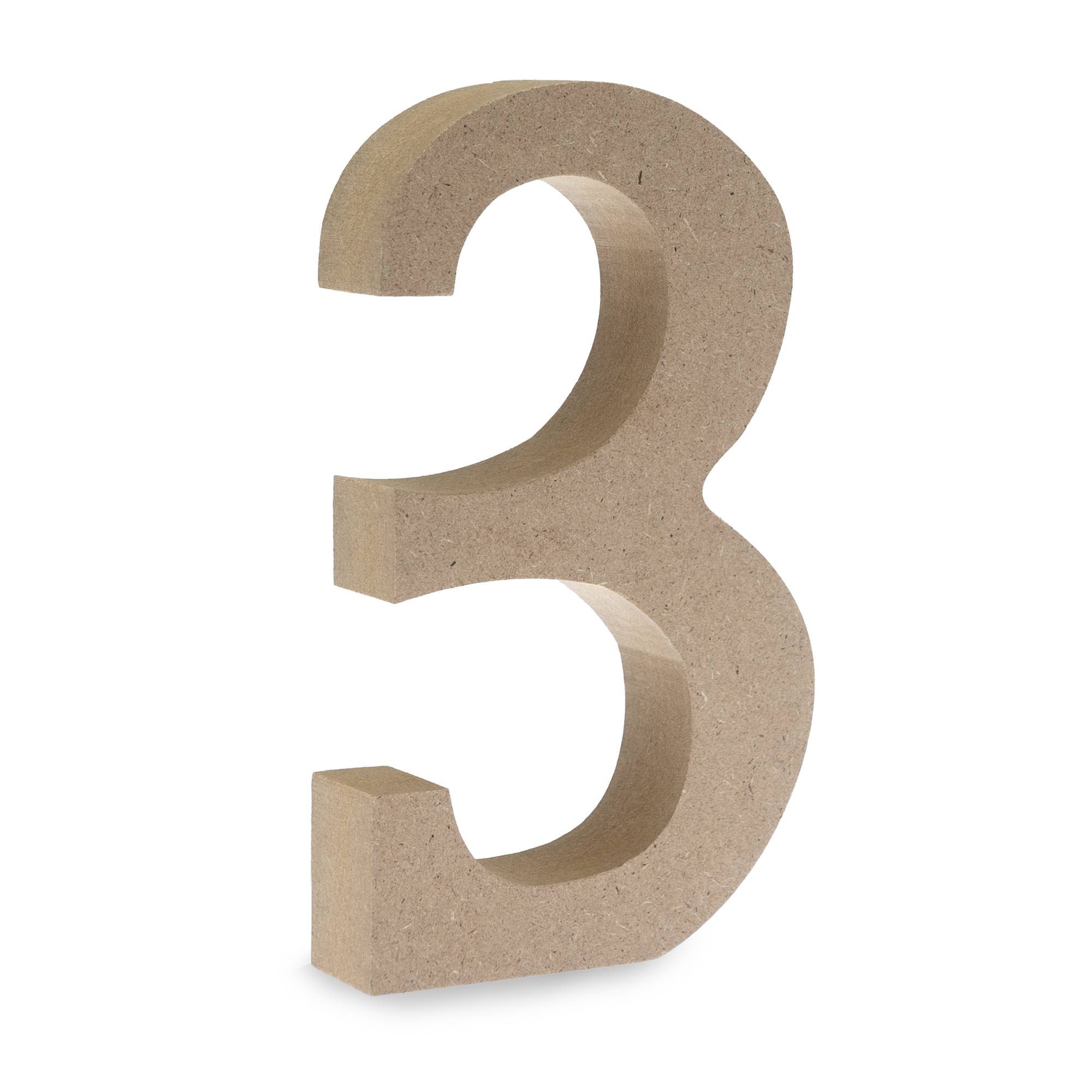 MDF Wooden Number 3 13cm