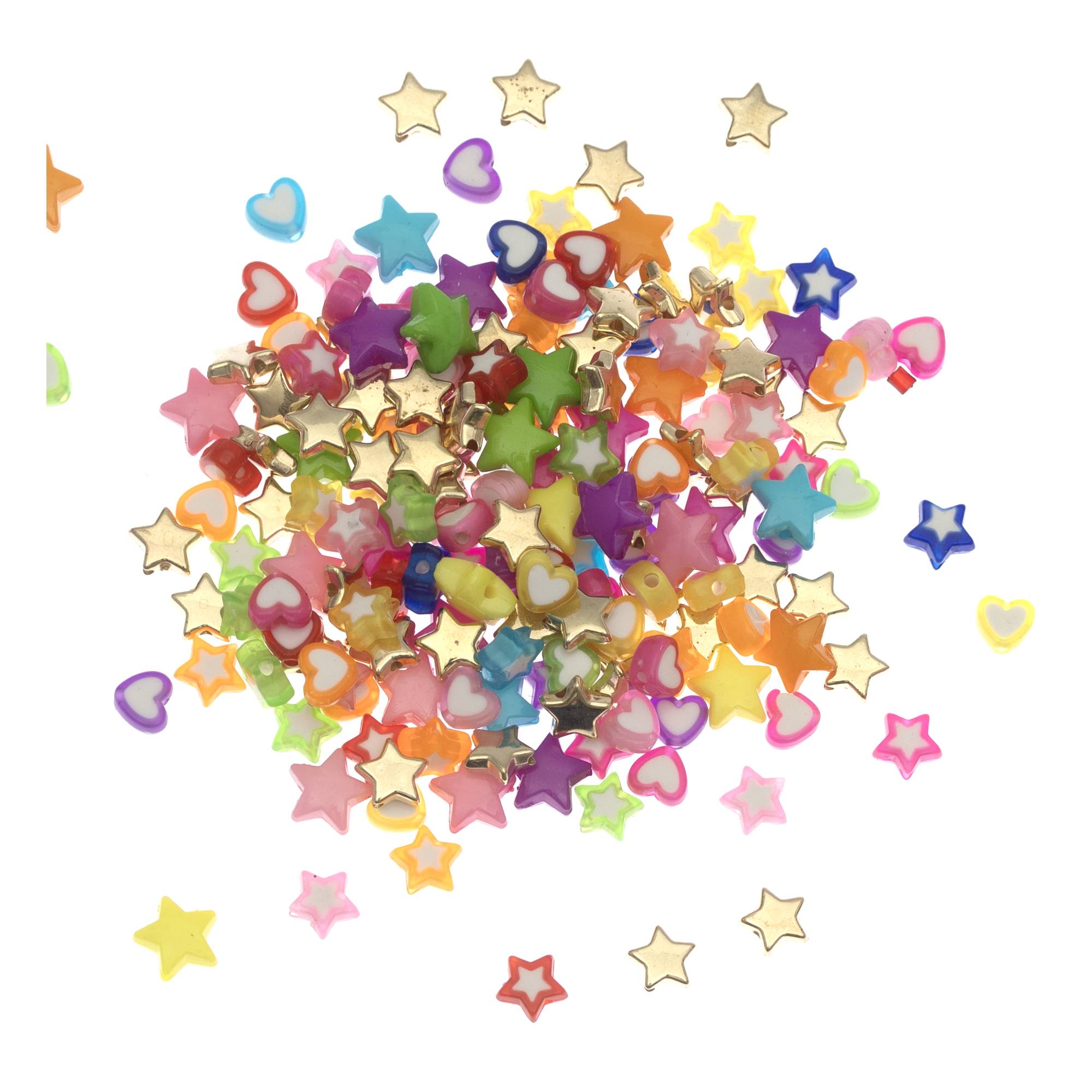 Mixed Star and Heart Beads 40g