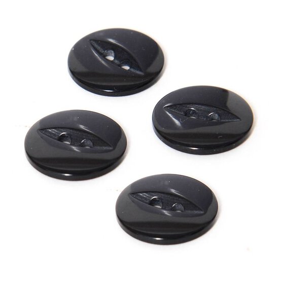 Hemline Black Basic Fish Eye Button 4 Pack