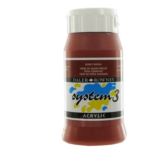 Daler Rowney System 3 Burnt Sienna Acrylic Paint 500ml