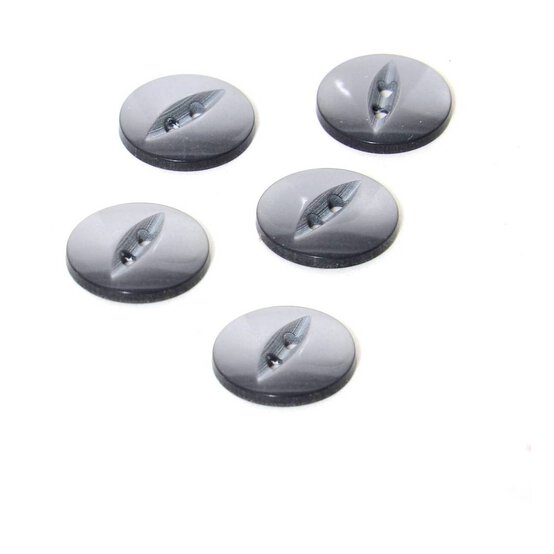 Hemline Grey Basic Fish Eye Button 5 Pack