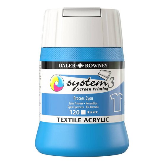 Daler-Rowney System3 Process Cyan Textile Screen Printing Acrylic Ink 250ml