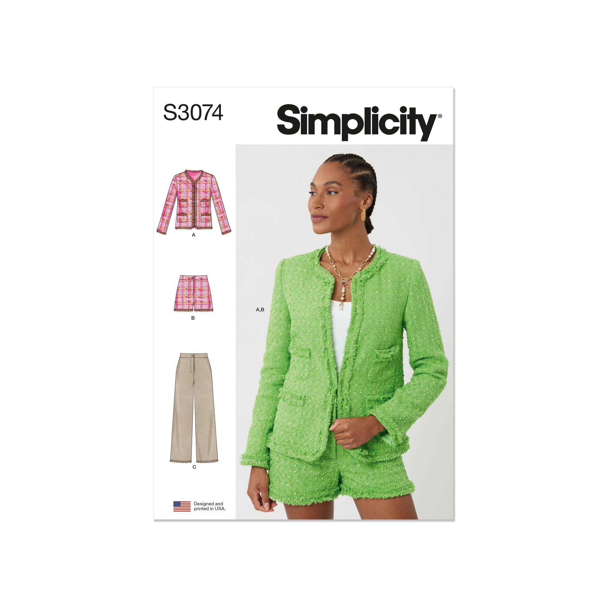 Simplicity Women’s Jacket and Shorts Sewing Pattern S3074 (18-26)