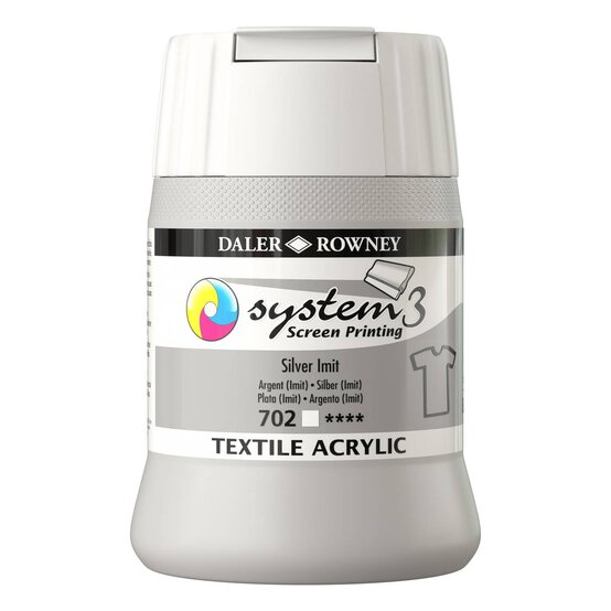 Daler-Rowney System3 Silver Imit Textile Acrylic Ink 250ml