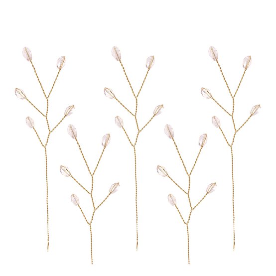 Pink Beaded Branch Wired Picks 5 Pieces