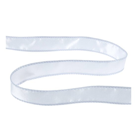 Light Silver Wire Edge Satin Ribbon 25mm x 3m