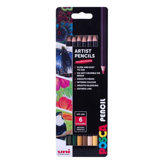 Uni-ball Posca Earth Artist Pencils 6 Pack