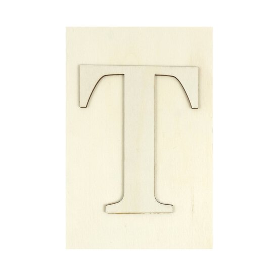Wooden Letter T Plaque 10cm x 15cm