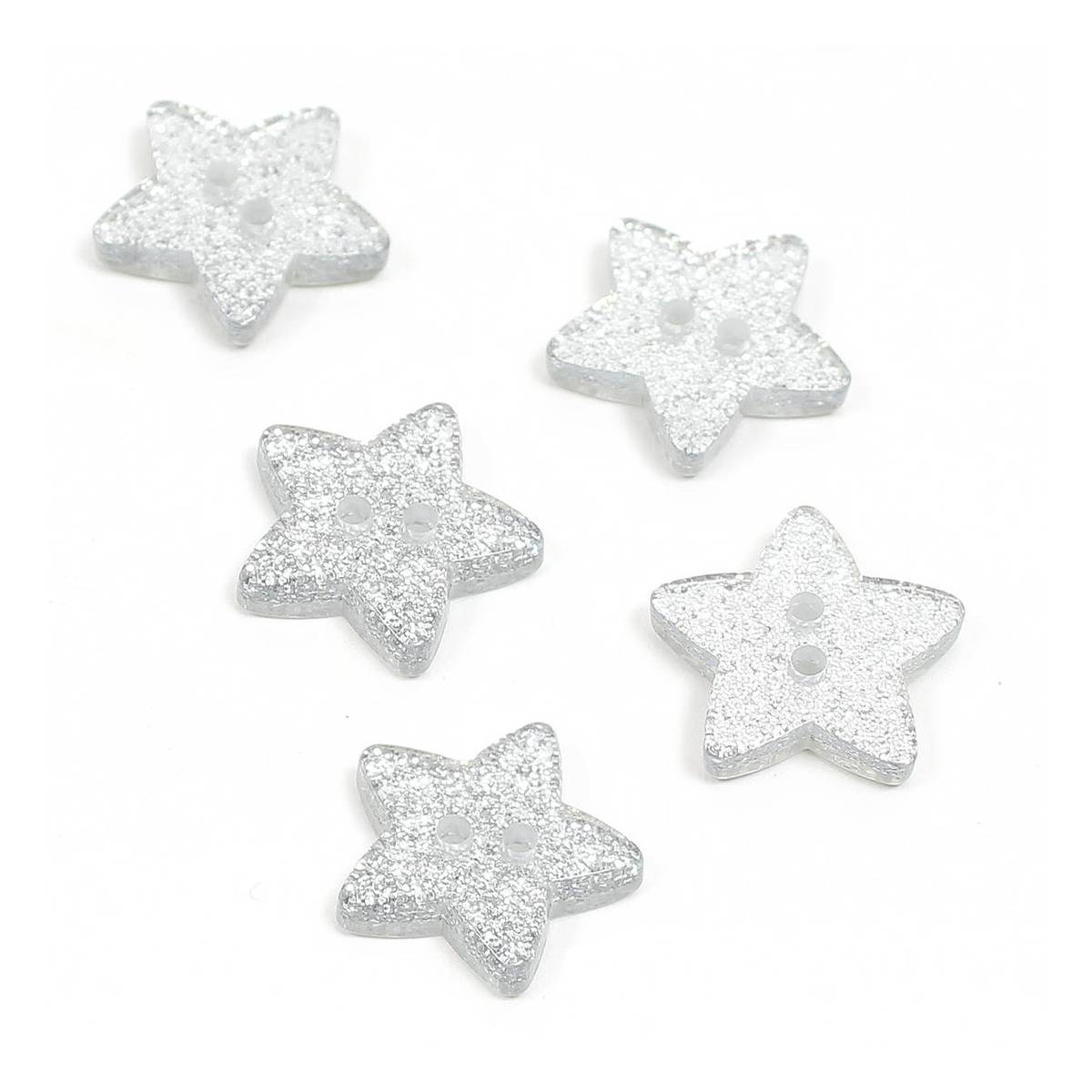 Hemline White Novelty Star Button 5 Pack
