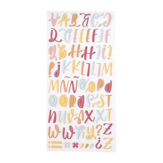 Bright Uppercase Puffy Script Alphabet Stickers