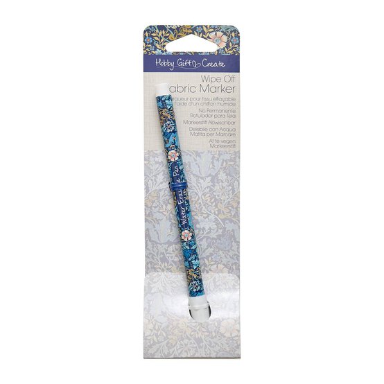 Blue Woodblock Floral Wipe-Off Fabric Marker