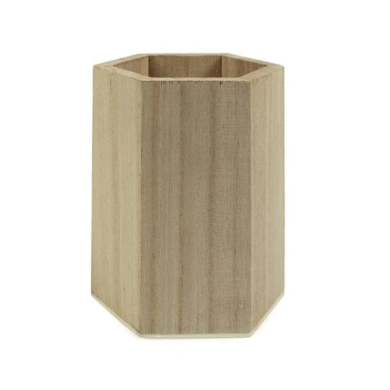 Hexagonal Wooden Pencil Pot 10cm