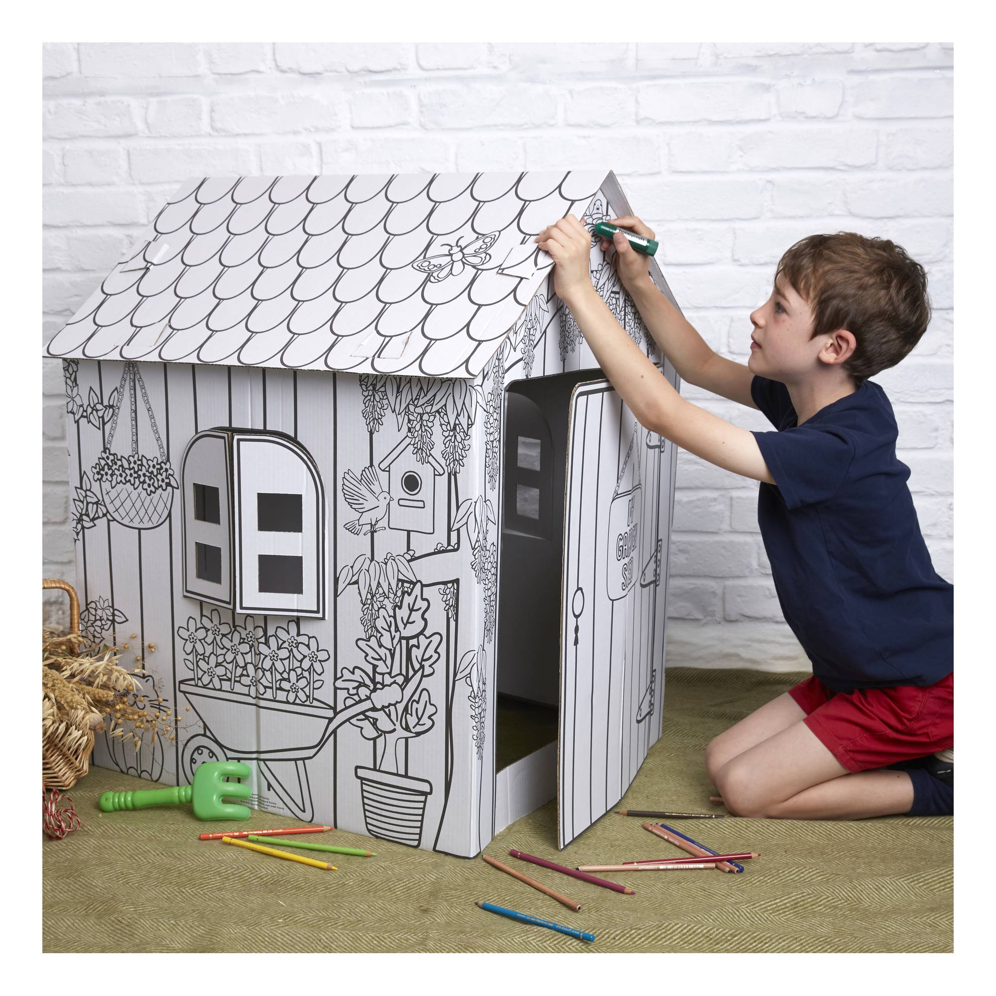 Colour-in Cardboard RHS Garden Shed