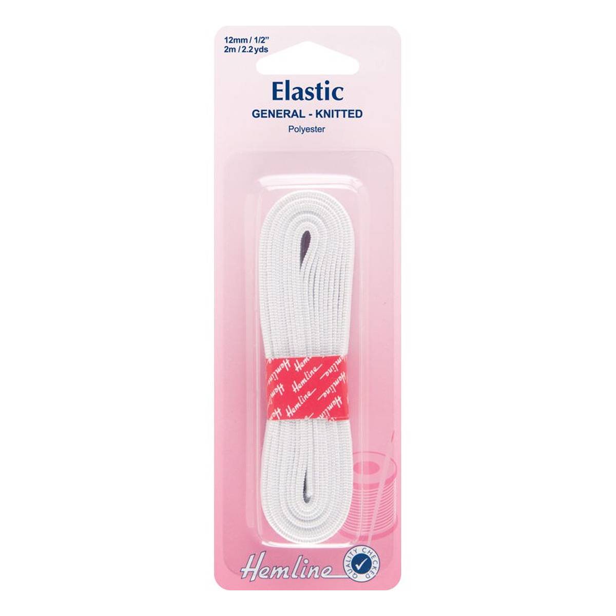 Hemline White Elastic 12mm x 2m