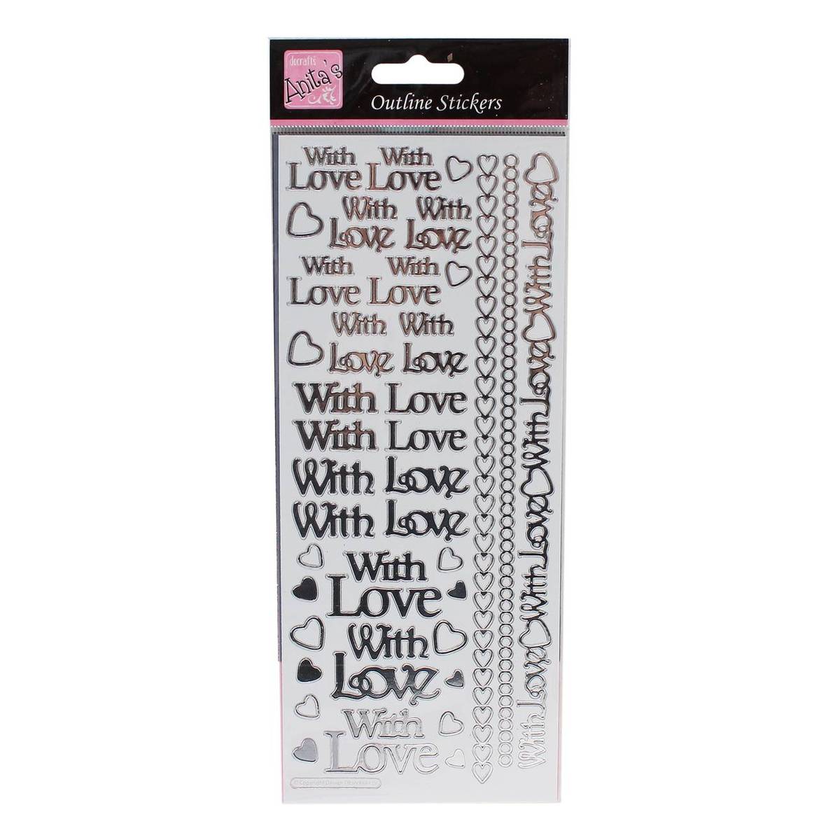 Anita's Silver With Love Outline Stickers
