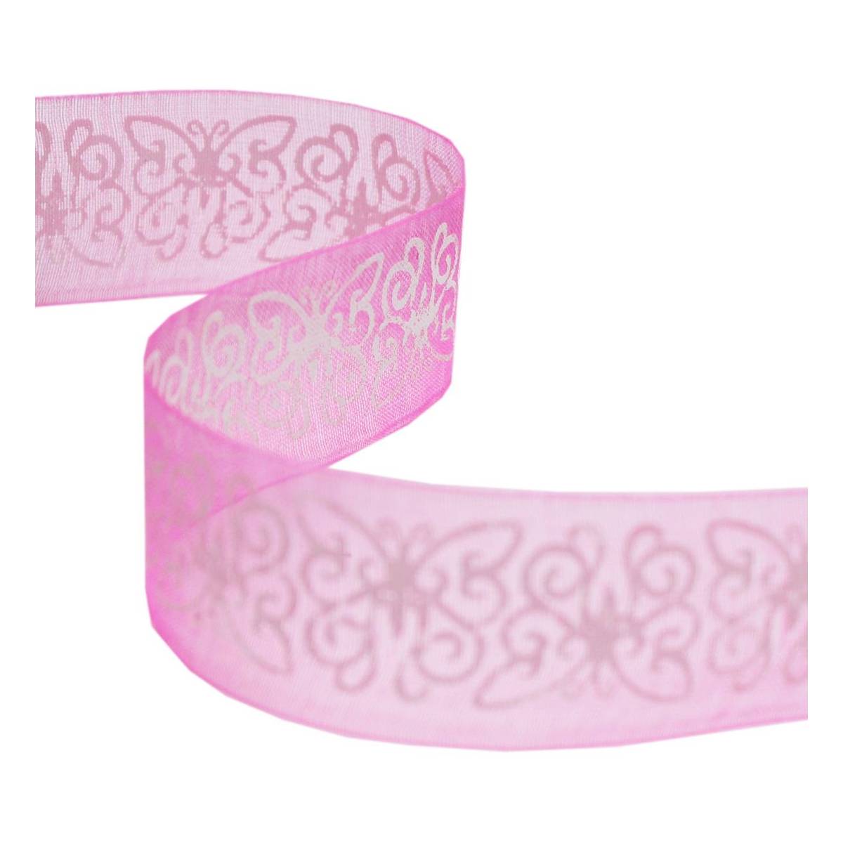Pink Butterfly Organdie Ribbon 25mm x 3m