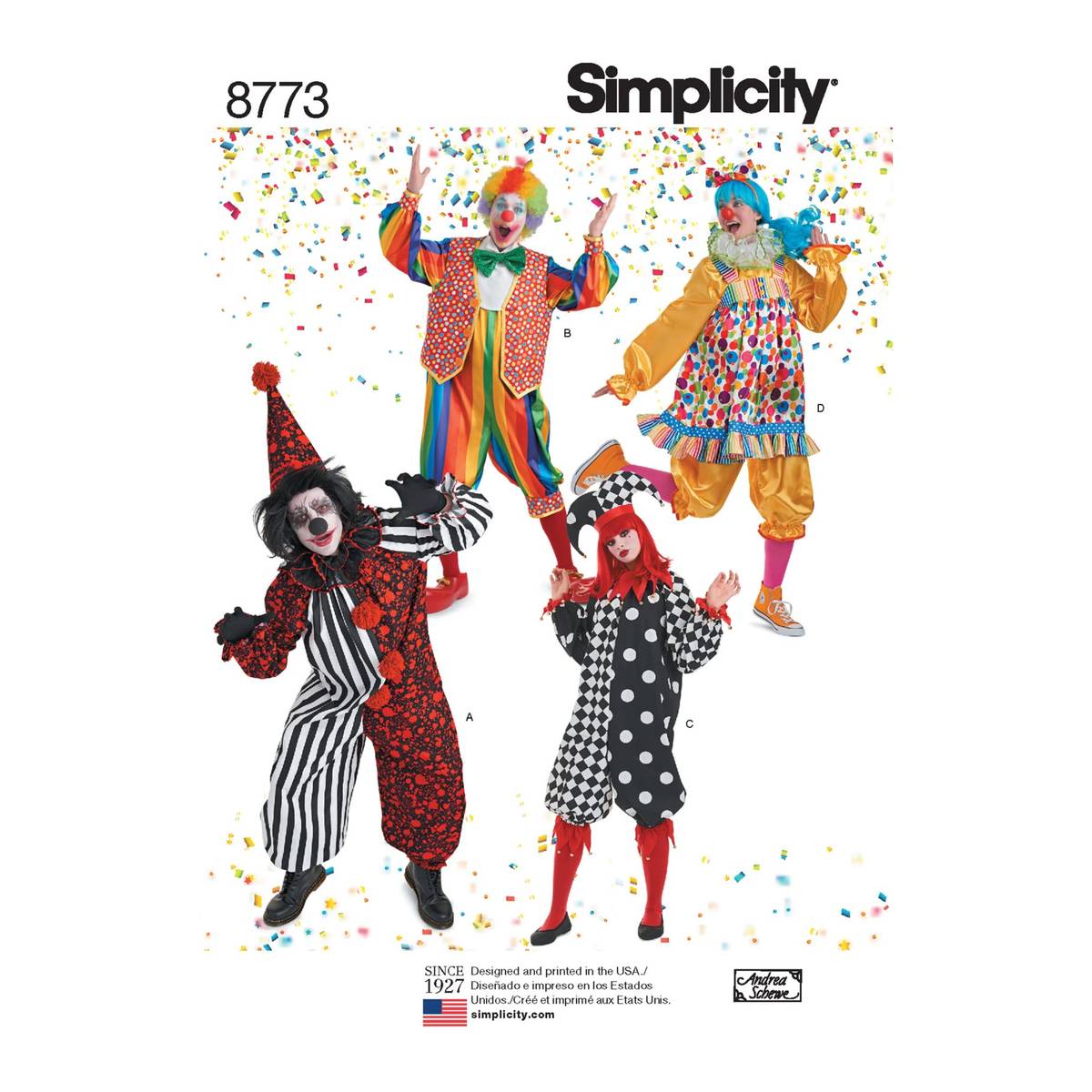 Simplicity Clown Costume Sewing Pattern 8773 (XS-XL)