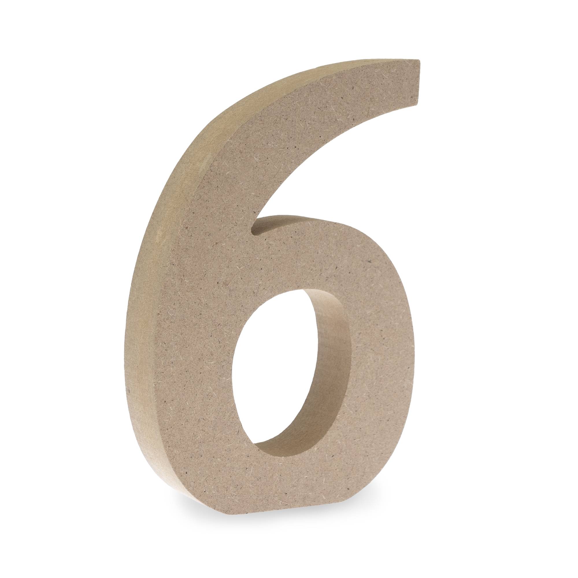 MDF Wooden Number 6 13cm
