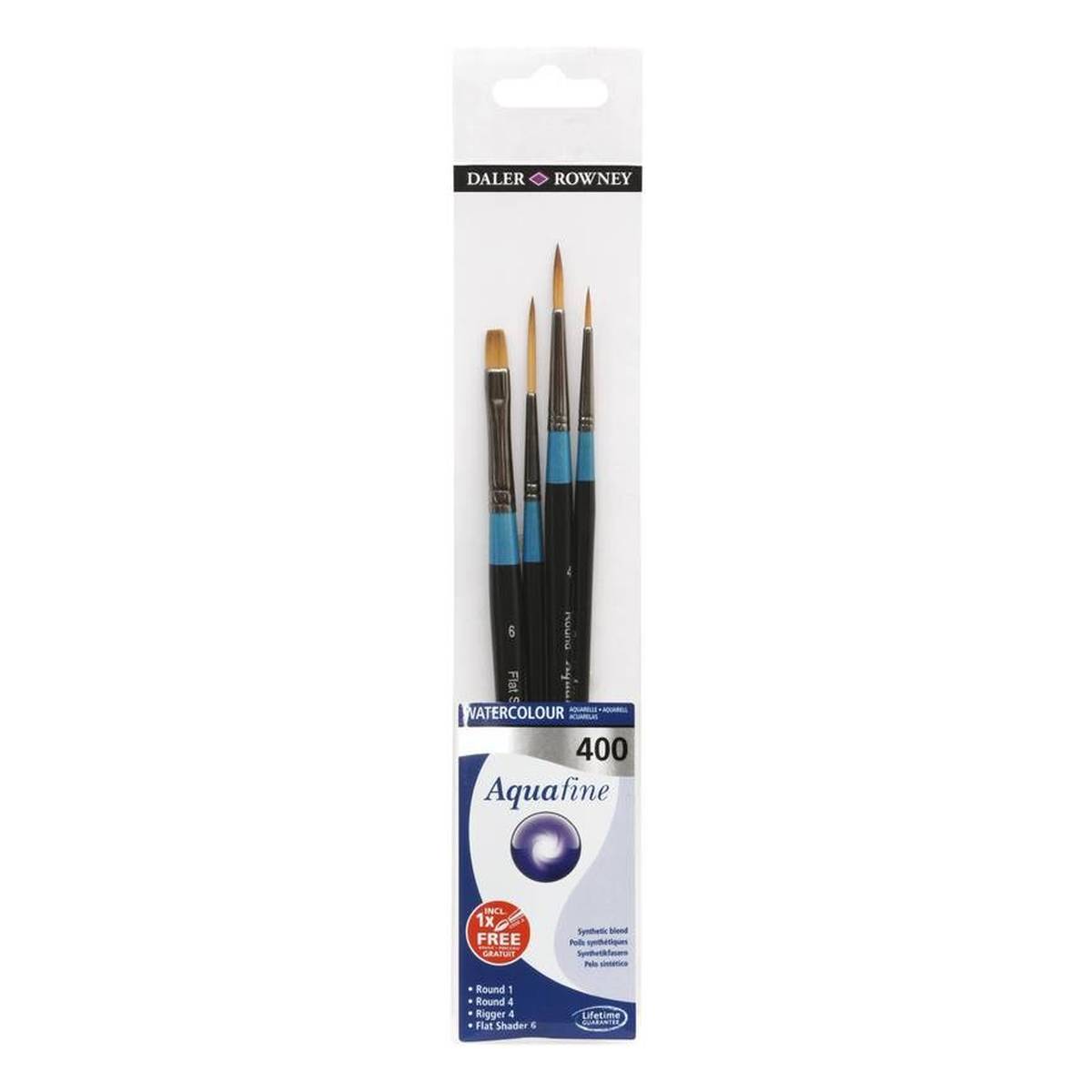 Aquafine Short Handled Watercolour Brushes Set 400 4 Pack