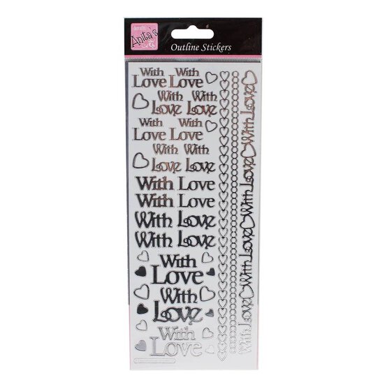 Anita's Silver With Love Outline Stickers