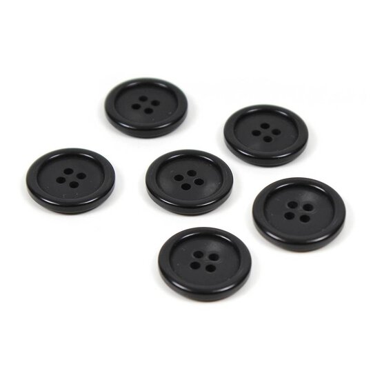 Hemline Black Basic Jacket Button 6 Pack