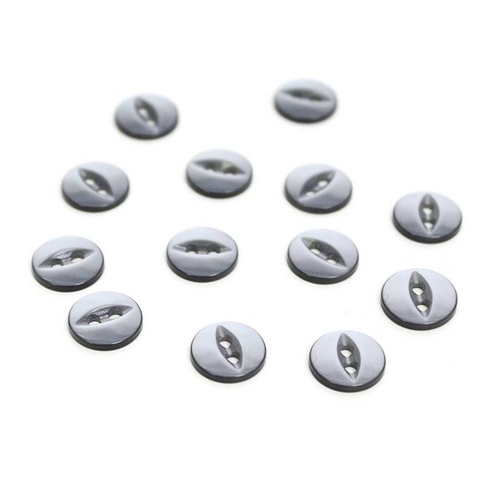 Hemline Grey Basic Fish Eye Button 13 Pack