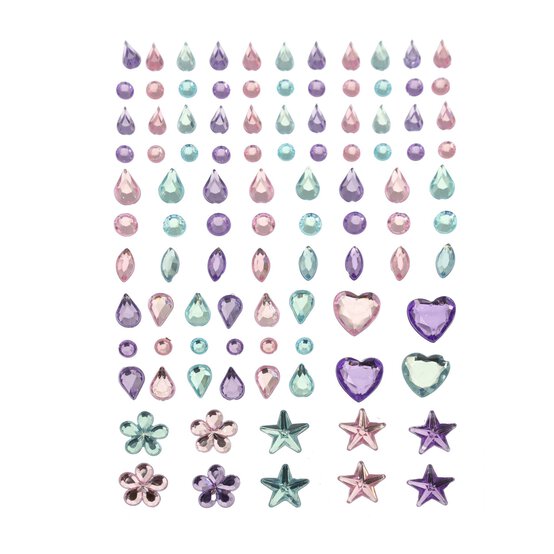 Pastel Shaped Gem Stickers 100 Pack