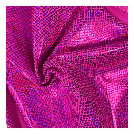 Pink Anaconda Holo Foil Poly Spandex Fabric by the Metre