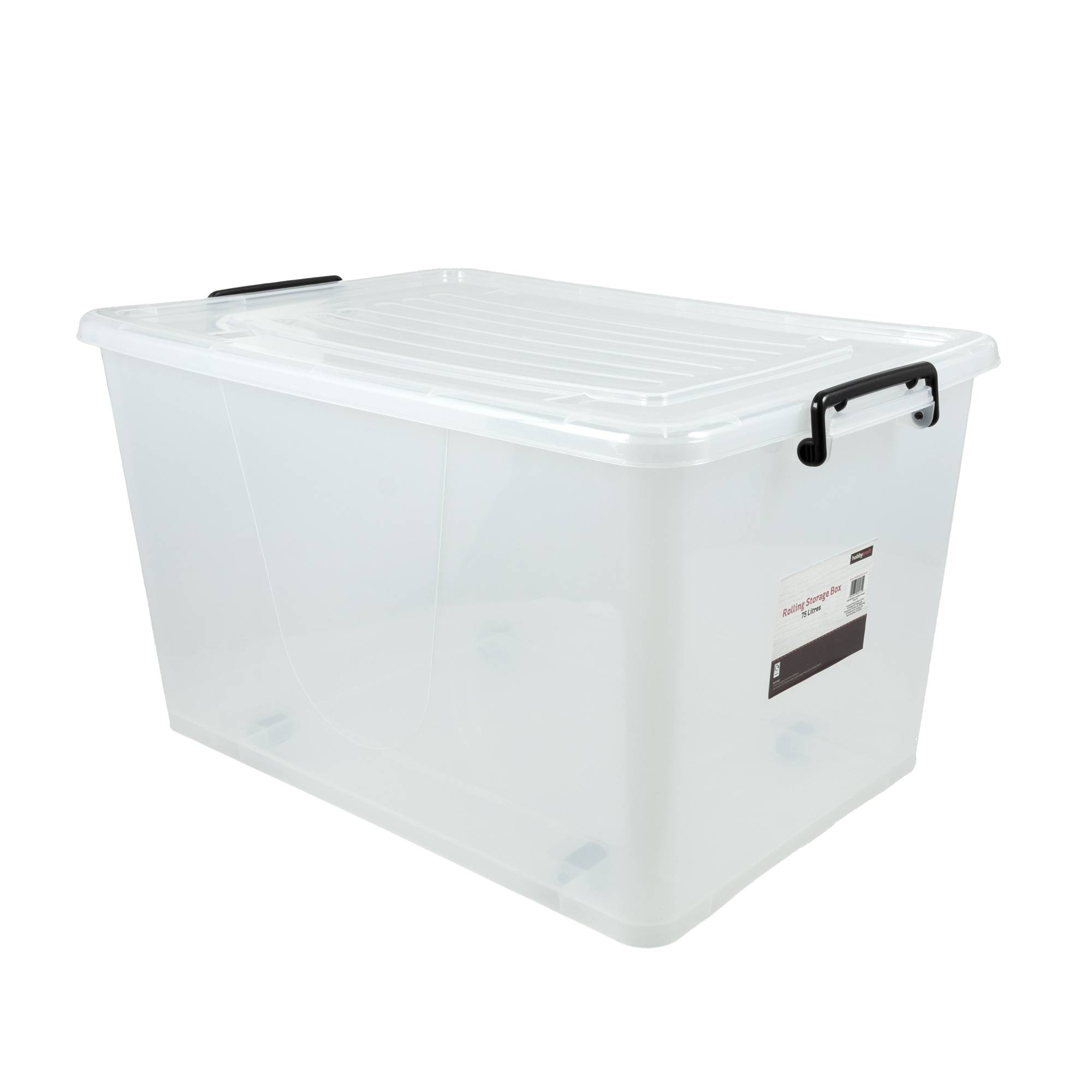 Clear Rolling Storage Box 75 Litres