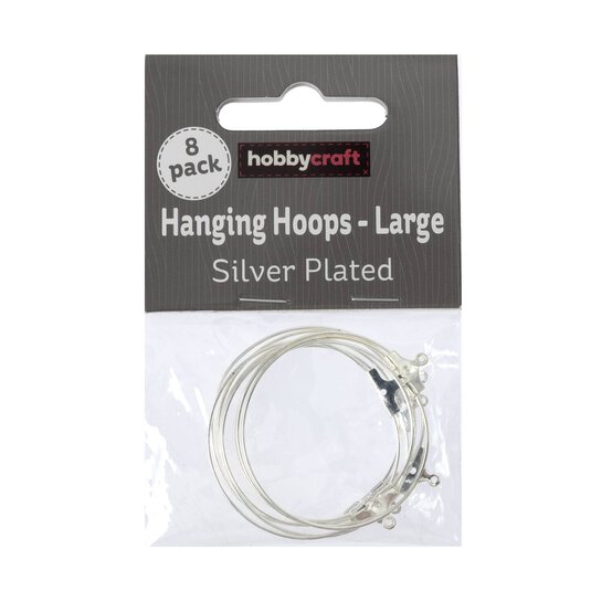 Silver Plated Hanging Hoops 35mm 8 Pack