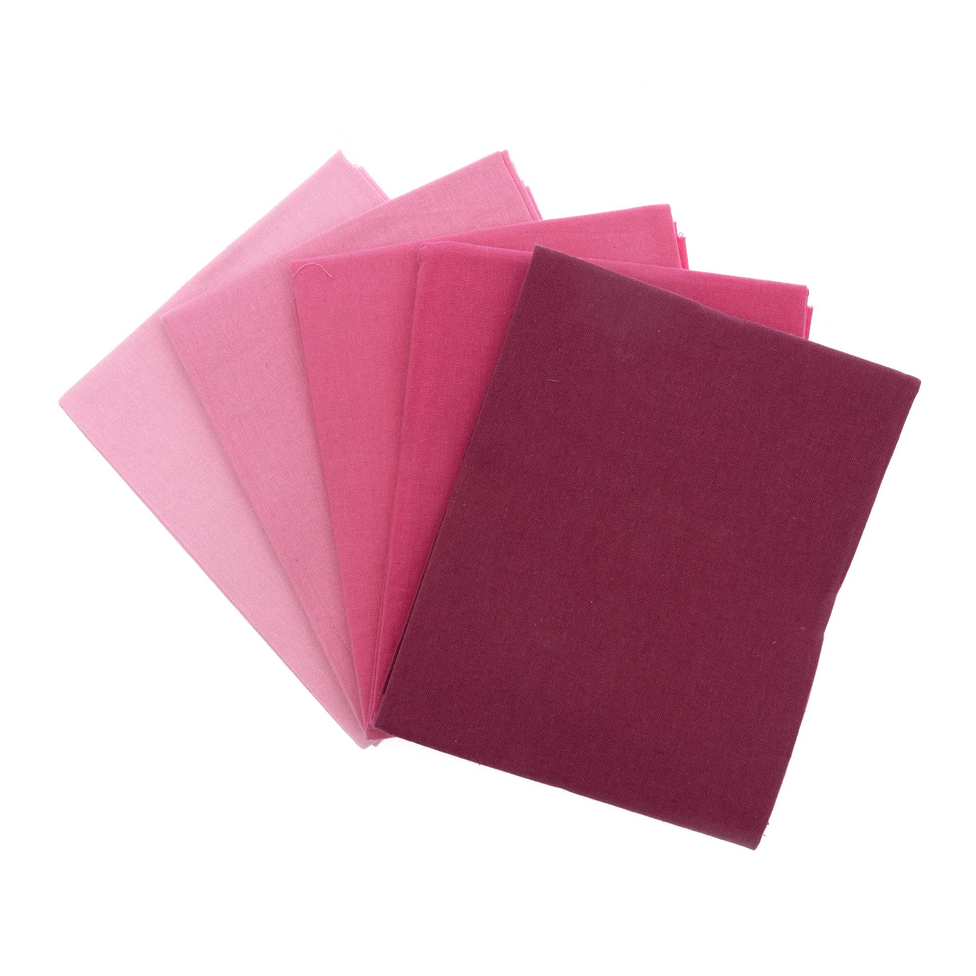 Solid Pink Cotton Fat Quarters 5 Pack