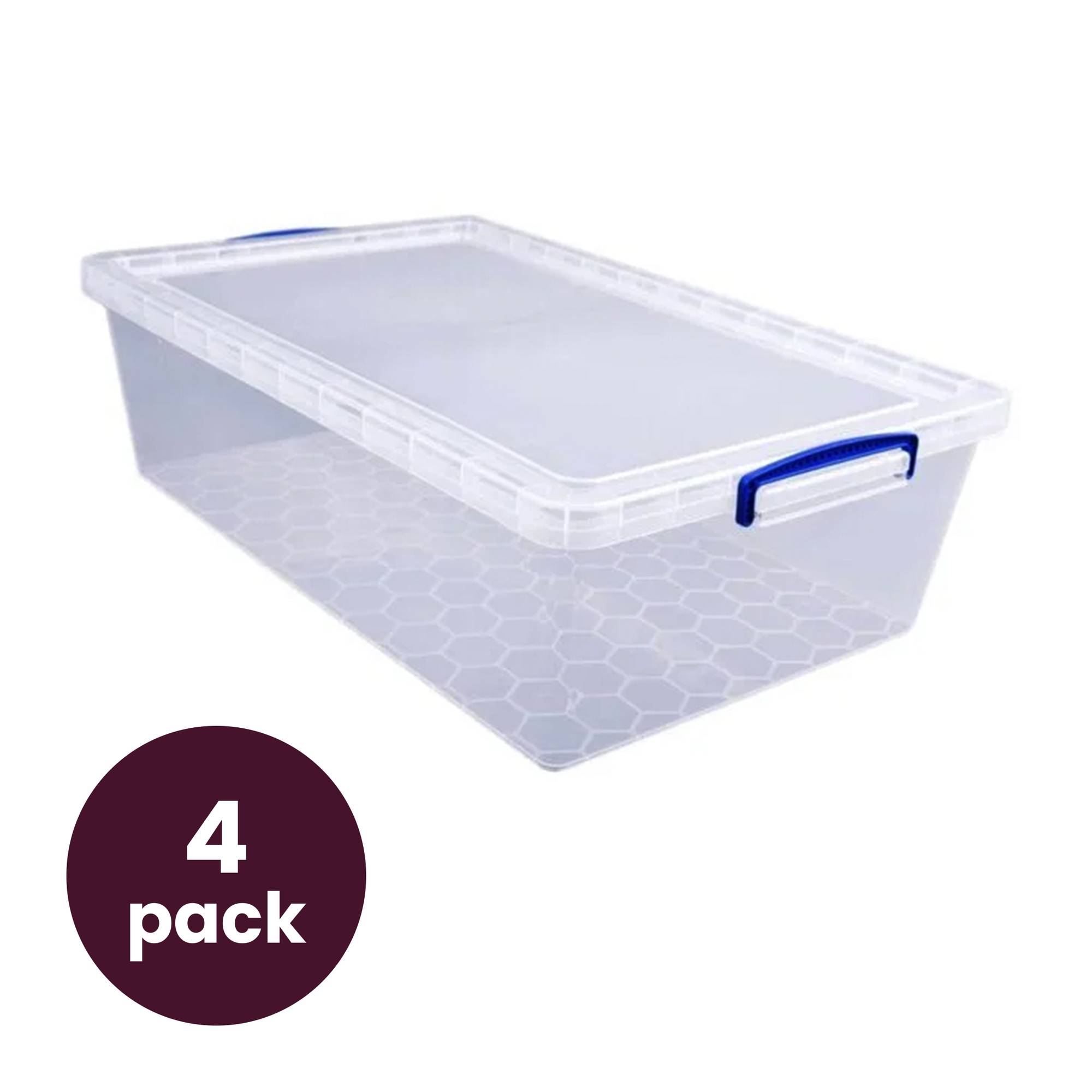 Really Useful Underbed Plastic Storage Box?43 Litres 4 Pack Bundle