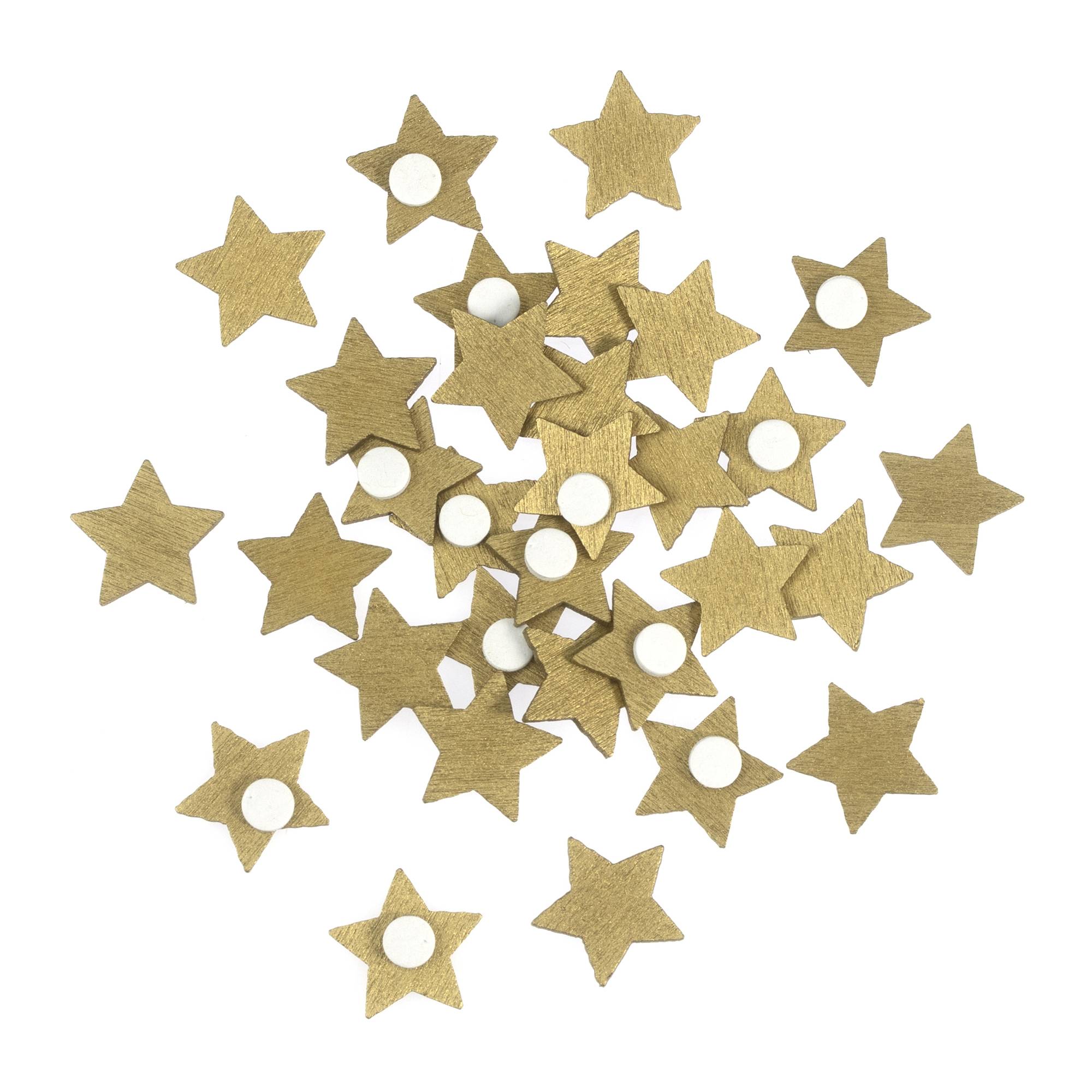 Gold Wooden Star Embellishments 30 Pack