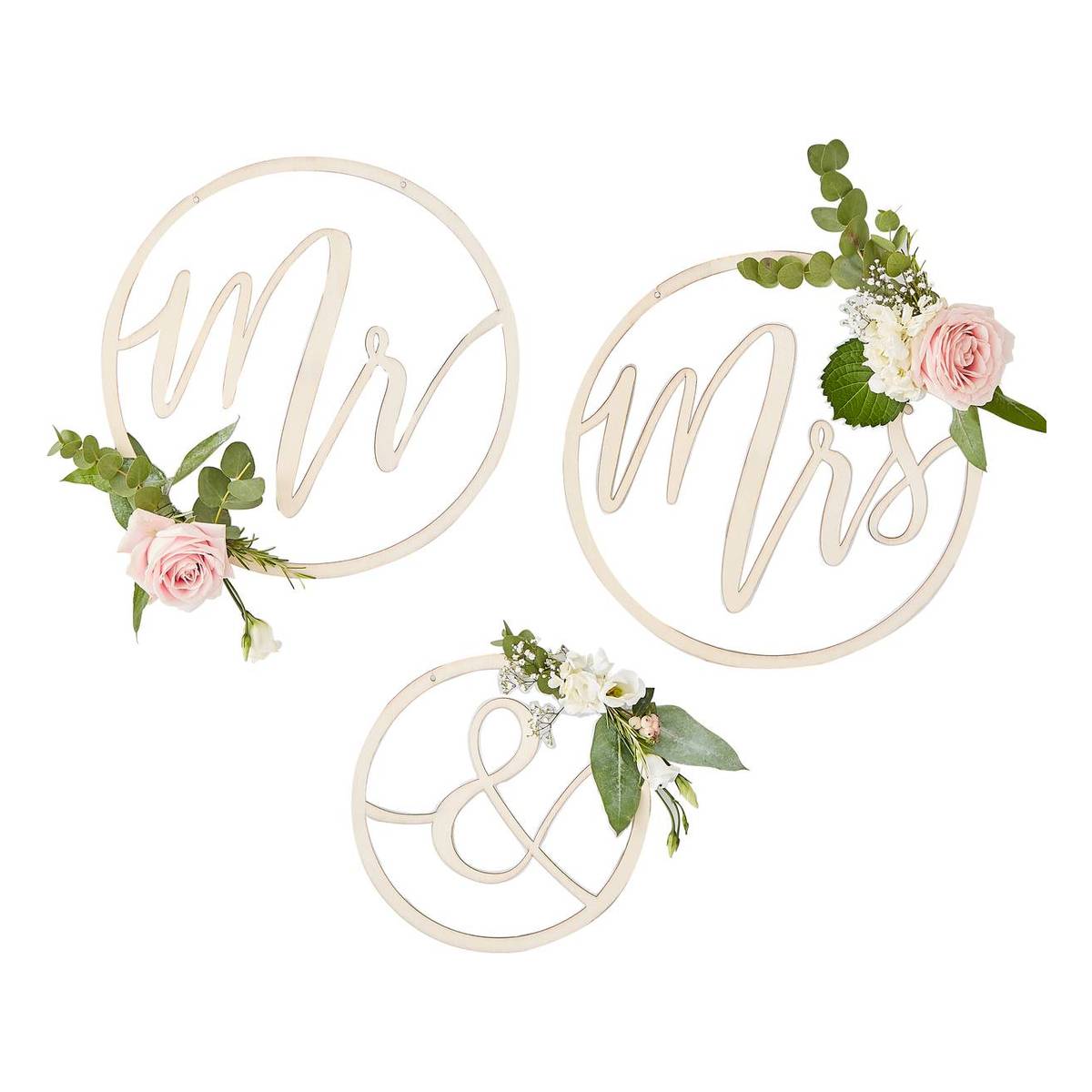 Ginger Ray Mr and Mrs Hoop Decorations 3 Pieces