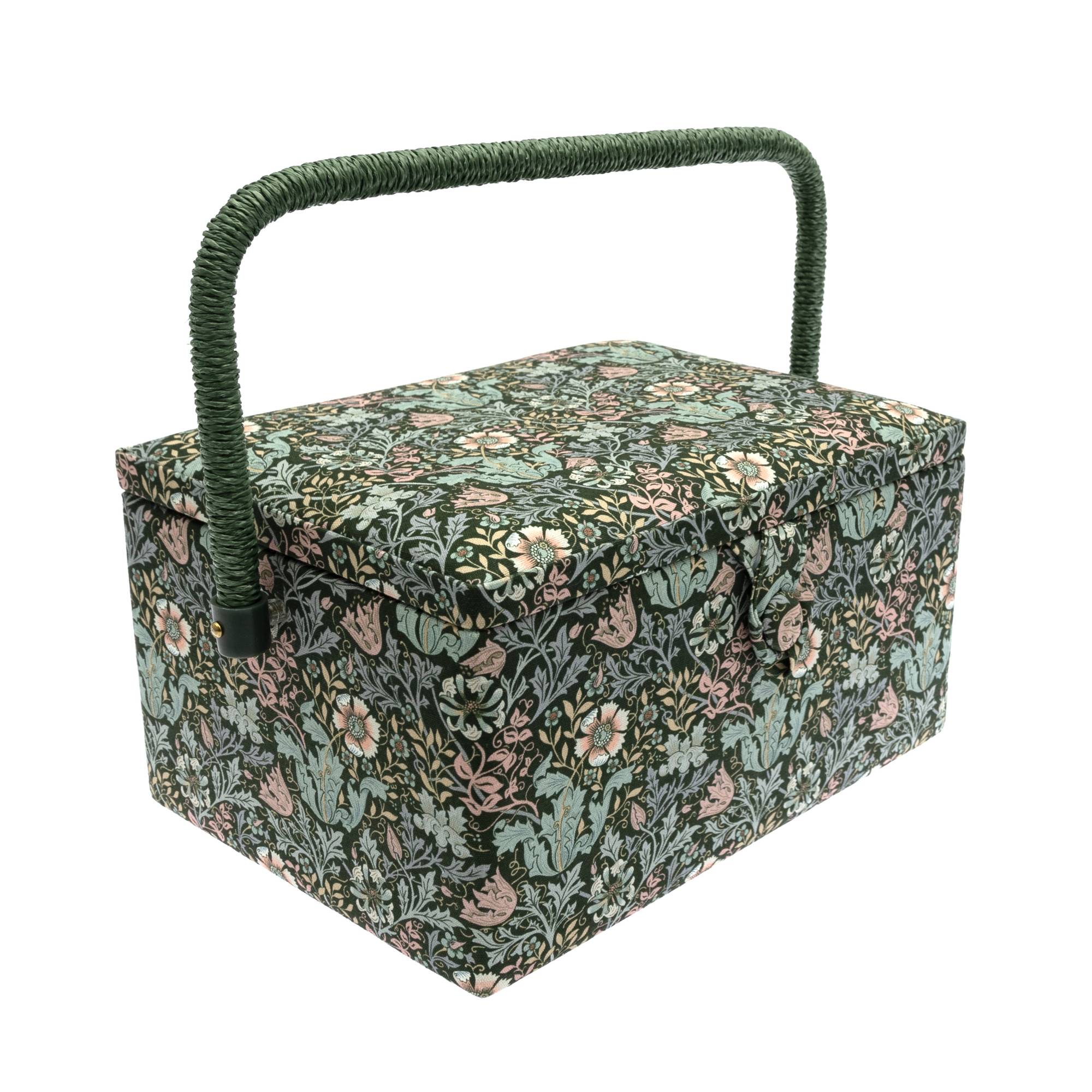 Floral Wood Block Medium Sewing Box