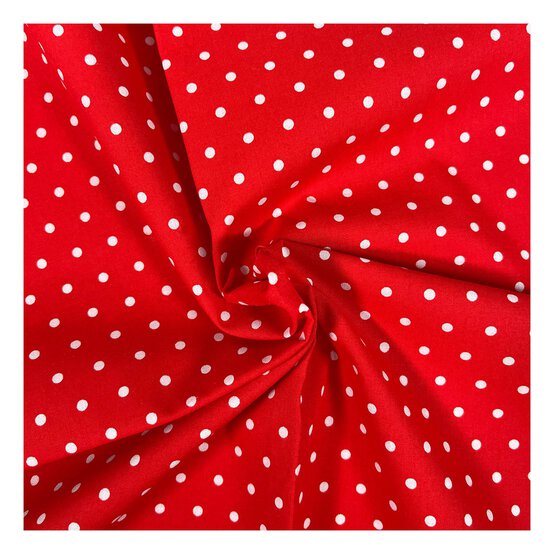 Red Simple Polka Polycotton Fabric by the Metre