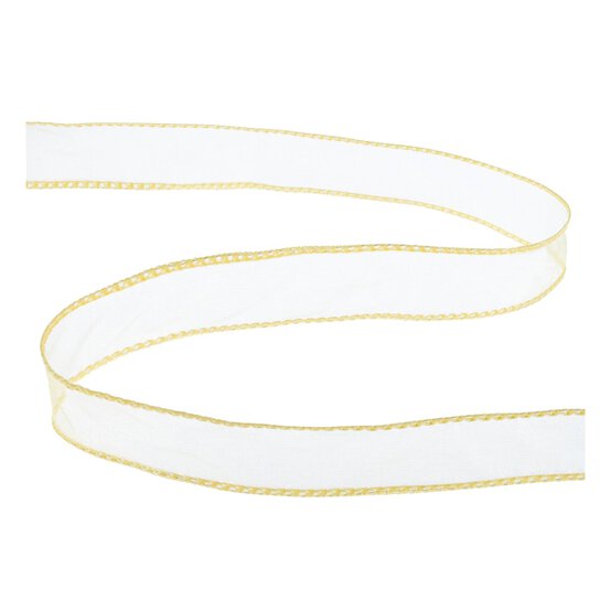 Light Gold Wire Edge Organza Ribbon 25mm x 3m